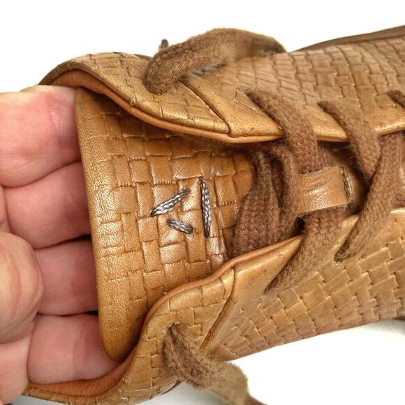 Aquatalia Alaric Woven Leather Sneakers | Italy Waterproof Tan Luxe Street Style - Picture 15 of 16